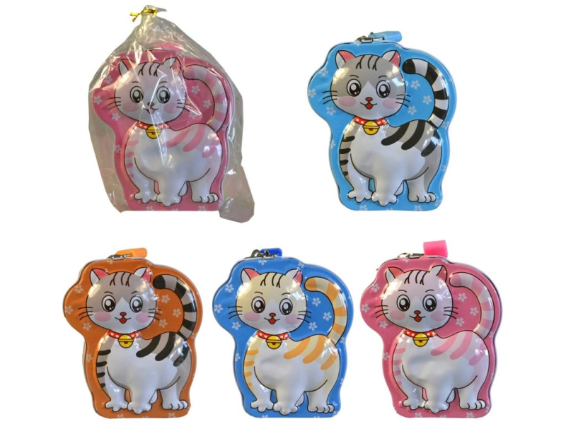 Pokladnička ve tvaru kočky z kovu 13 × 11 × 6 cm