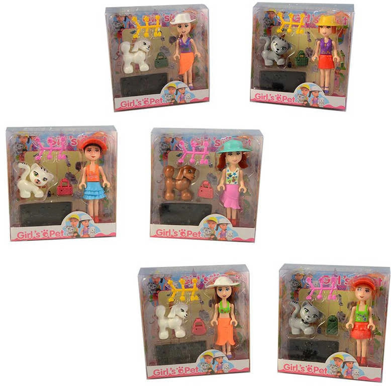 Mini herní set s panenkou a mazlíčkem 12 cm - 1 kus