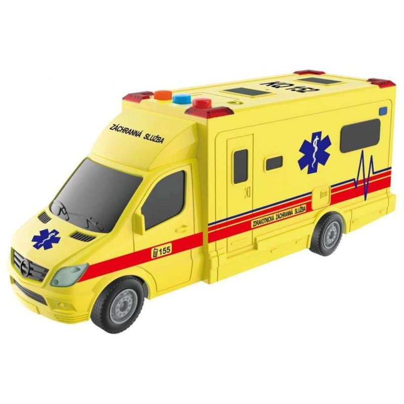 Sanitka na setrvačník se světelnými a zvukovými efekty