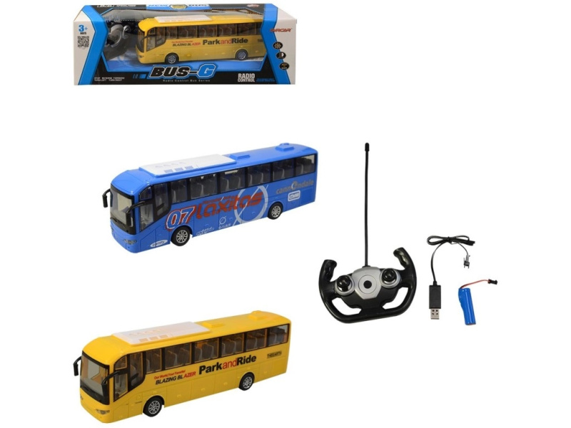 Autobus na dálkové ovládání 4 kanály, se světlem - modrý