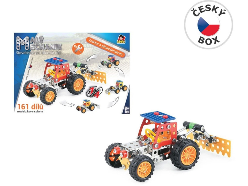 Malý mechanik traktor s příslušenstvím 4 v 1 161 ks