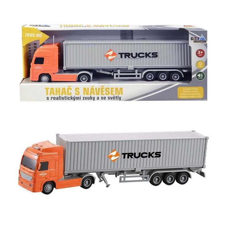 kamion s kontejnerem se světlem a zvukem