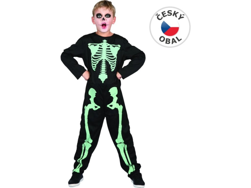 Svítící kostým kostry pro karneval 120-130 cm
