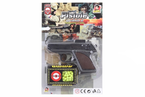 Teddies pistole kov plast 10 cm na měkké kuličky