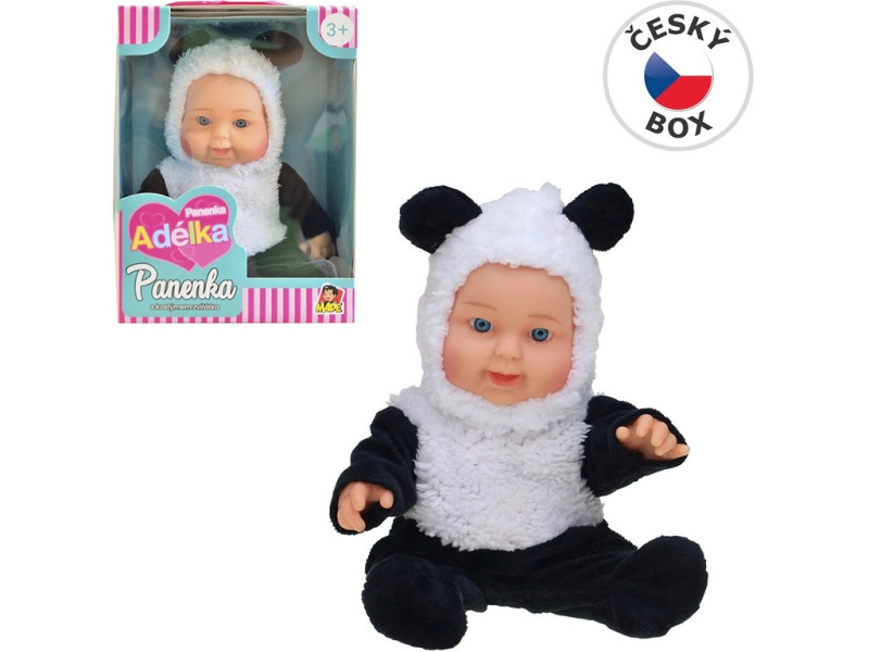 Panenka se zvířecím oblečkem panda 22,5 cm
