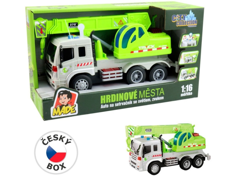 Auto jeřáb na setrvačník se světlem a zvukem