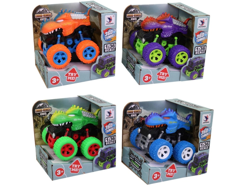 Auto s velkými koly dinosaurus ve 4 barvách