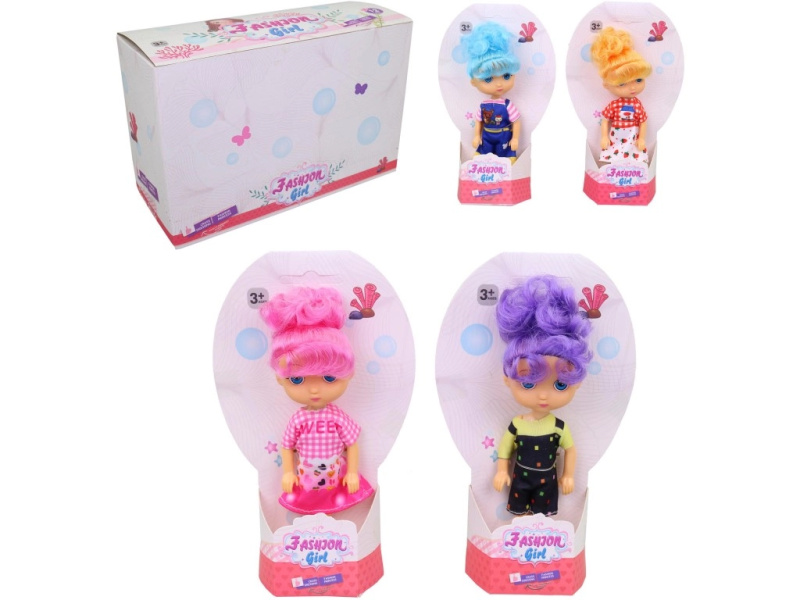 Panenka pro holčičky 16 cm, 4 barvy, 12 kusů