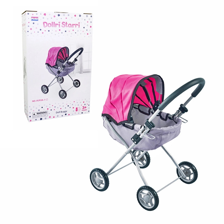 černo-růžový kočárek pro panenky