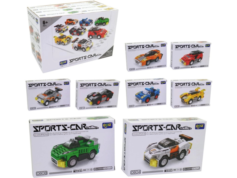 Auto sportovní s volnými koly - 16 ks v display boxu