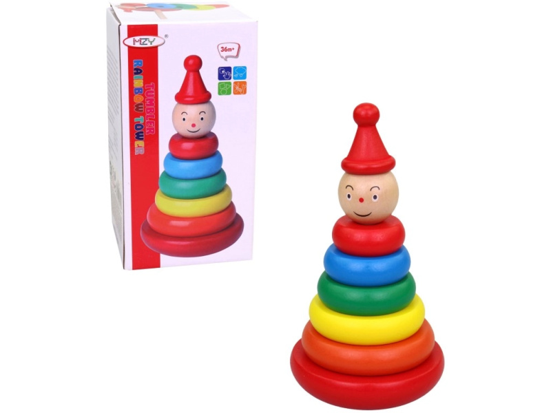 Dřevěné kroužky na kolíku 17 cm