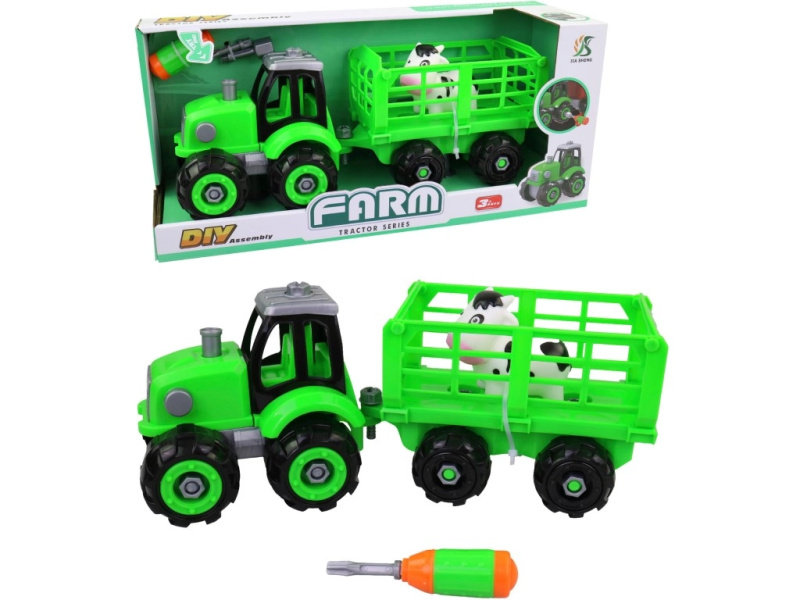 Šroubovací traktor s vlečkou pro děti