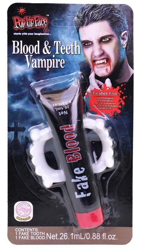 Zuby upírské s imitací krve