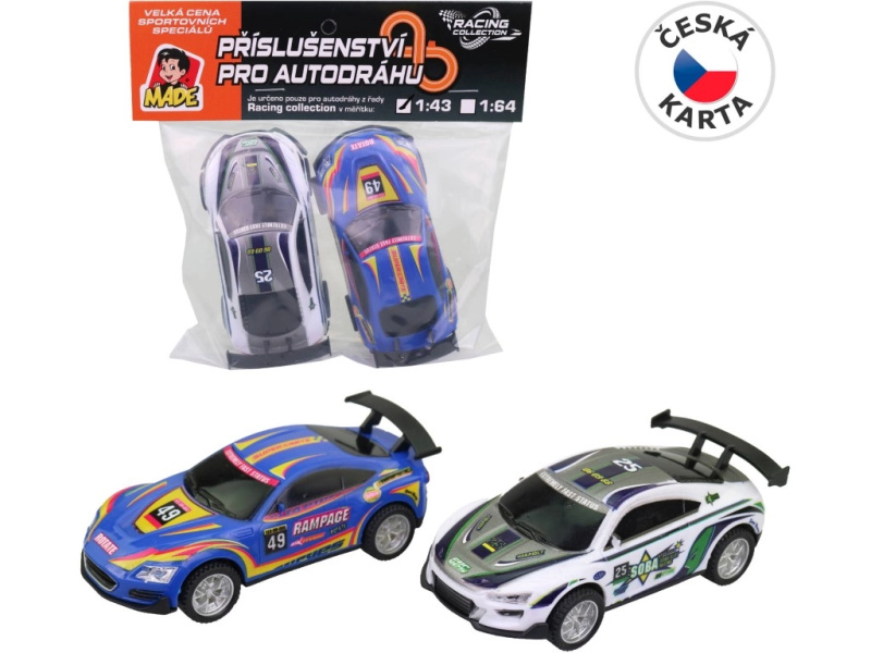 Náhradní autíčka pro autodráhu 1:43 – sada 2 ks