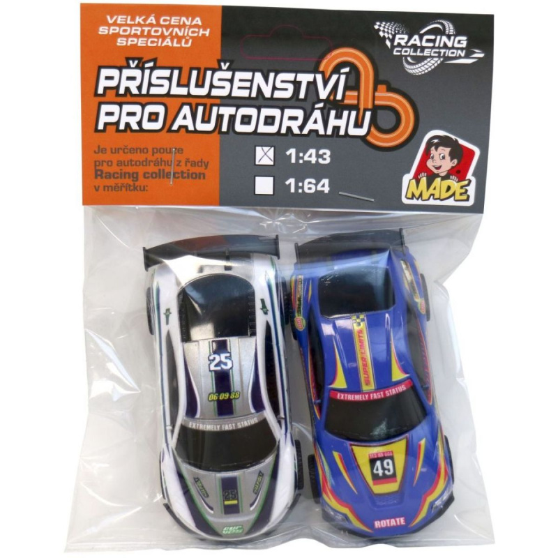 Náhradní autíčka pro autodráhu 1:43 – sada 2 ks