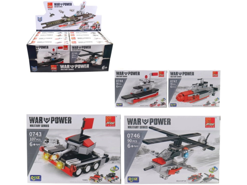 Stavebnice vojenské techniky, 8 ks v displej boxu