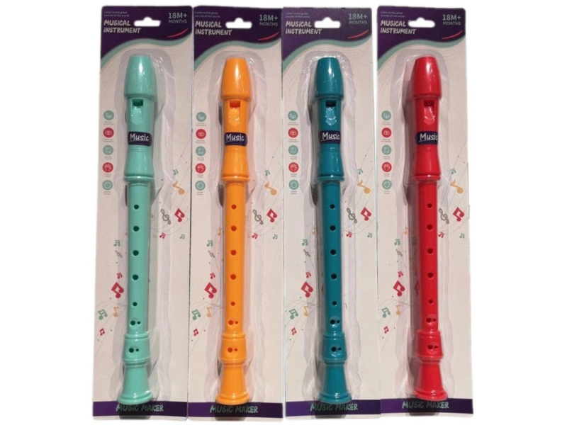 Plastová flétna pro děti v blisteru, 4 barvy