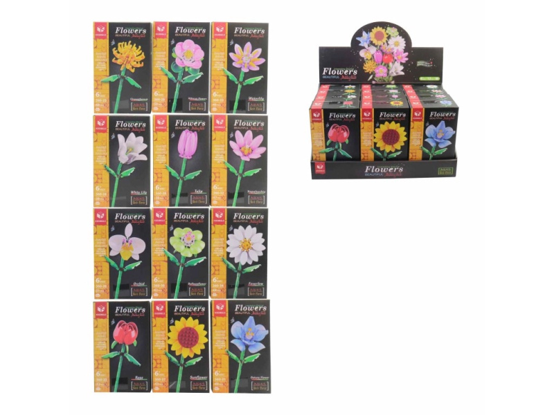 Stavebnice kostky Kytka – 12 ks v display boxu