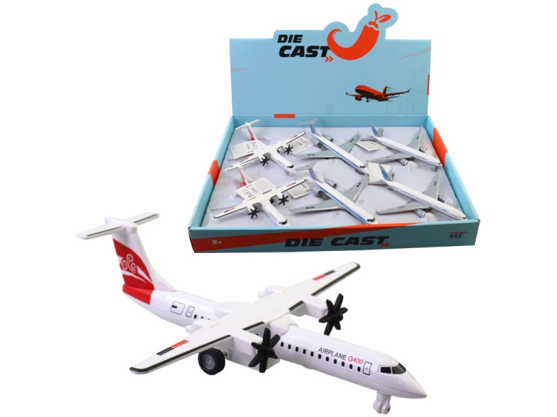 Kovové letadlo 20 cm – sada 6 ks v display boxu