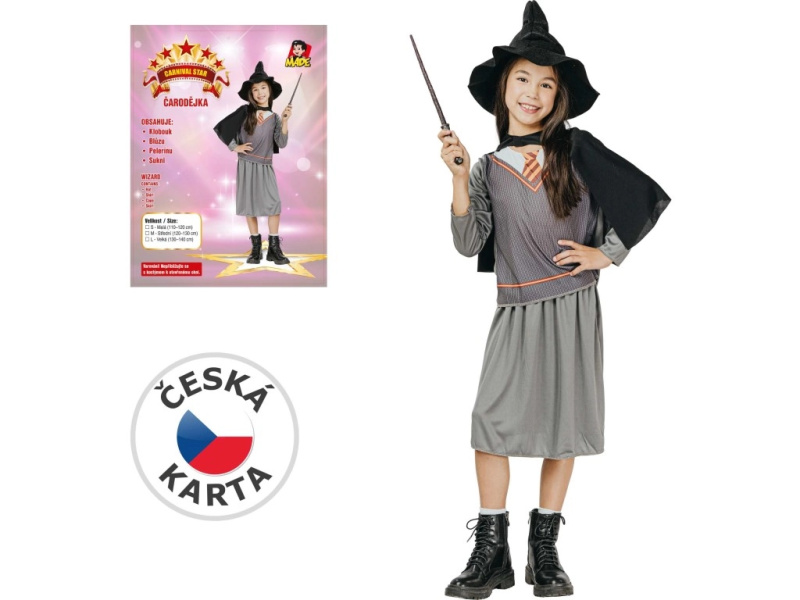 karnevalové šaty čarodějnice pro děti 120–130 cm