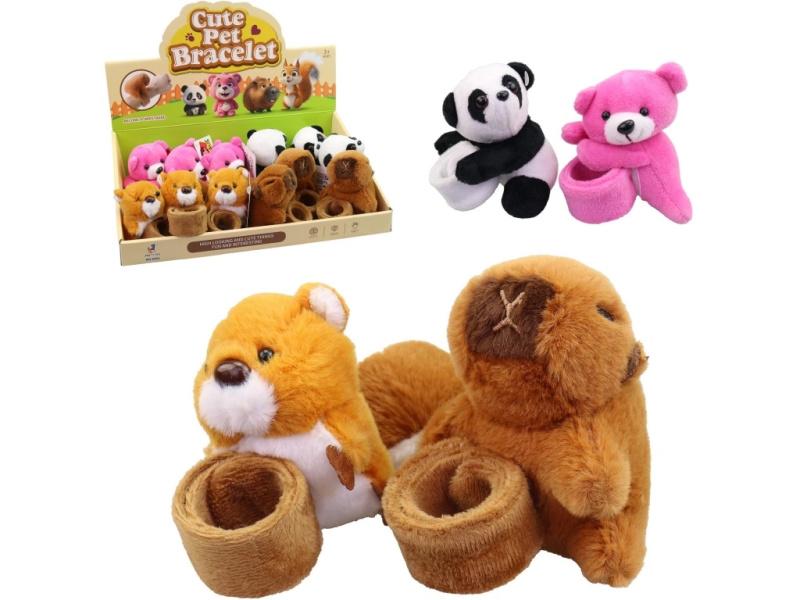 Náramek s plyšovým zvířátkem – sada 12 ks v displej boxu