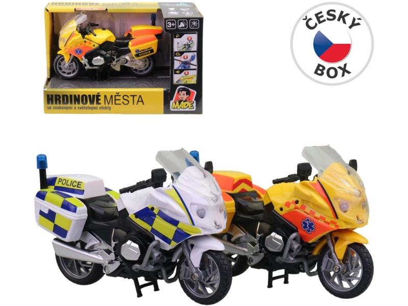 Dětská motorka policie nebo ambulance se světlem a zvukem - 1 kus
