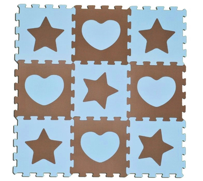 SUN TA TOYS Pěnové puzzle Hvězdy a srdce modré S4 (30x30)