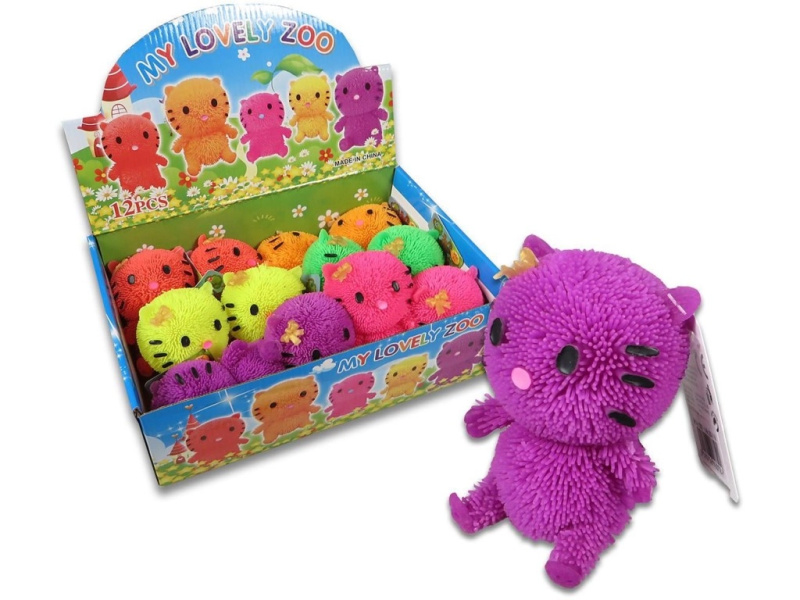 Antistresová kočka 10 cm – mačkací hračka pro děti