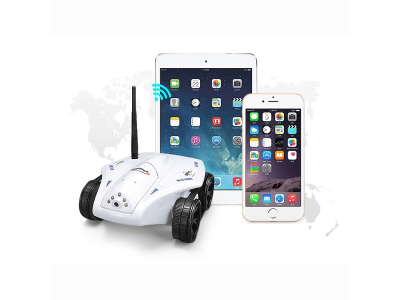 RC špionážní tank s kamerou a nočním viděním, bílý