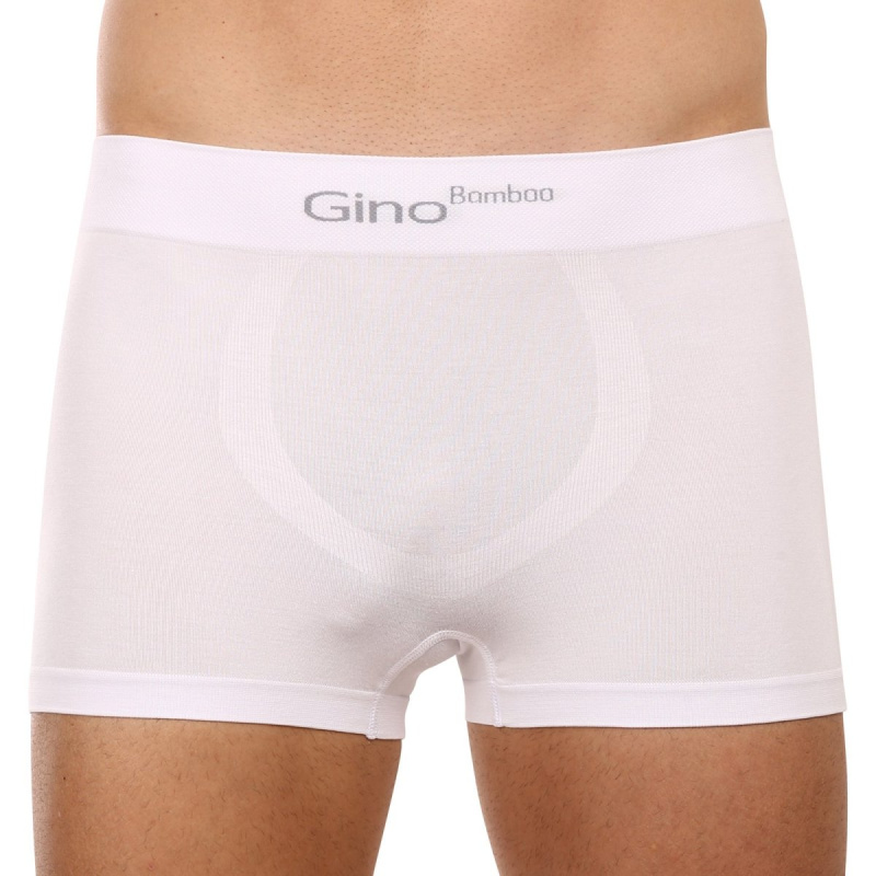 Pánské boxerky Gino bezešvé bambusové bílé (53004) M, trenky / trenýrky