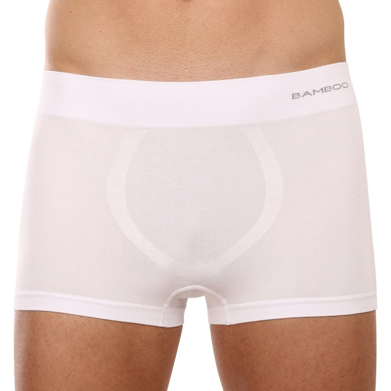 Pánské boxerky Gino bezešvé bambusové bílé (53005) M, trenky / trenýrky