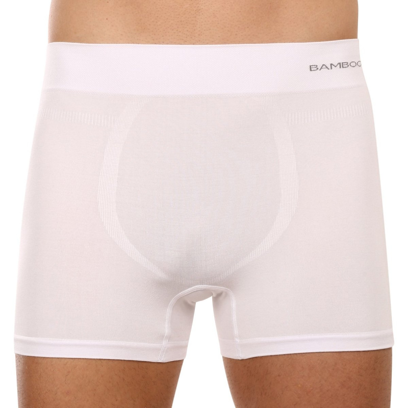 Pánské boxerky Gino bezešvé bambusové bílé (54005) M, trenky / trenýrky