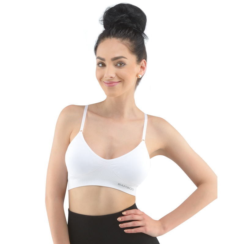 Sportovní podprsenka s vycpávkami EcoBamboo bílá XL/XXL
