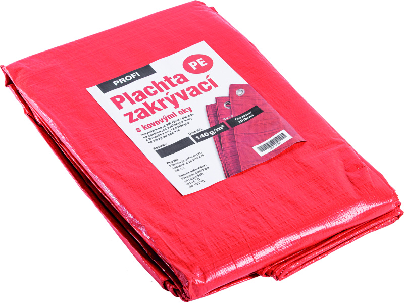 Plachta zakrývací PROFI 140 g/m2 červená/stříbrná 5×8 m