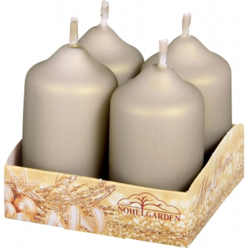 Nohel Garden Adventní svíčky metalické matné béžové 4 x 7 cm, 4ks