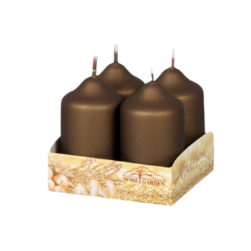 Nohel Garden Adventní svíčky metalické matné hnědé 4 x 7 cm, 4ks