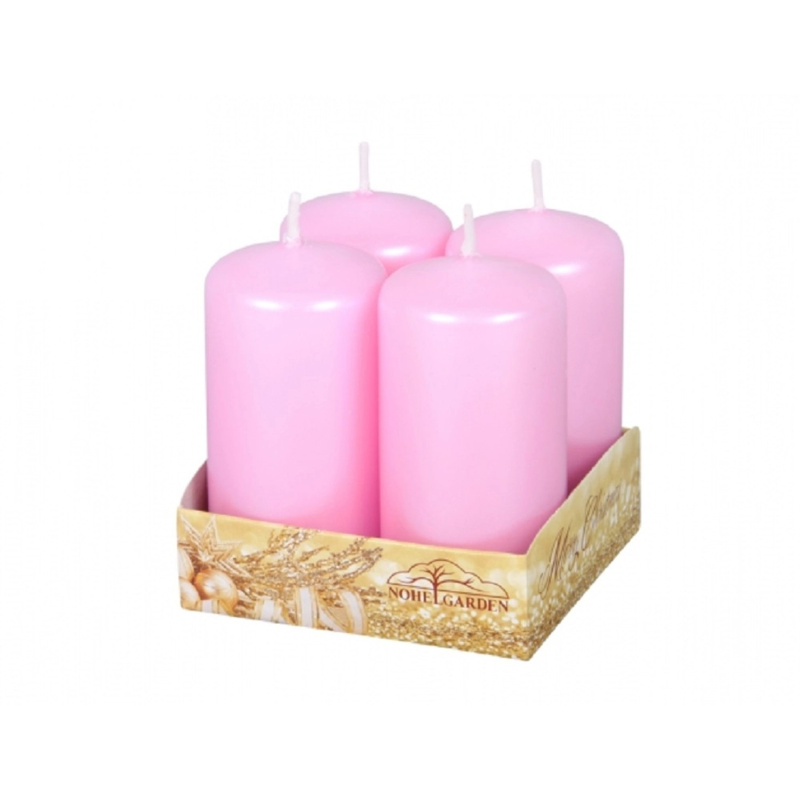 Adventní svíčka, perleťová růžová, pr. 4 x 8 cm, 4 ks