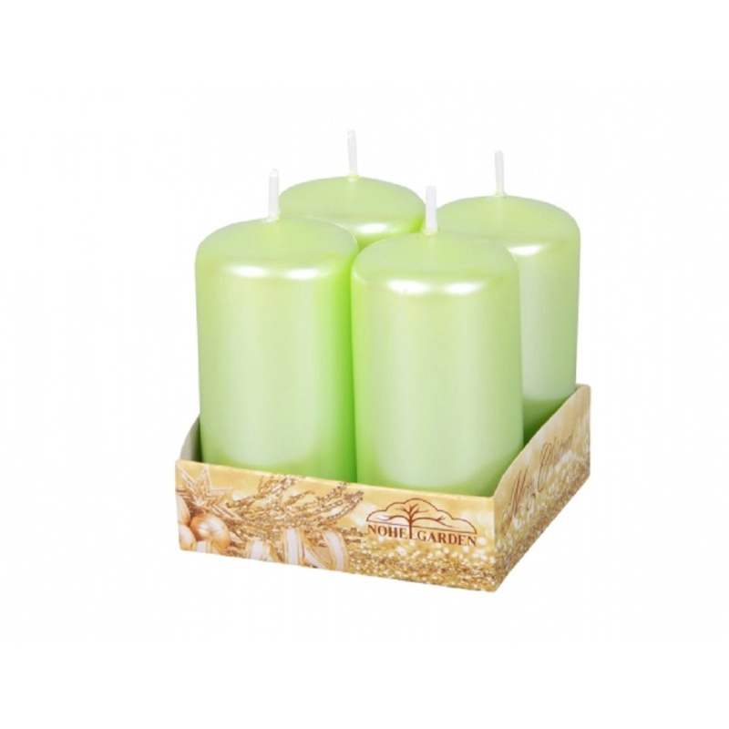 Adventní svíčka, perleťová světle zelená, pr. 4 x 8 cm, 4 ks