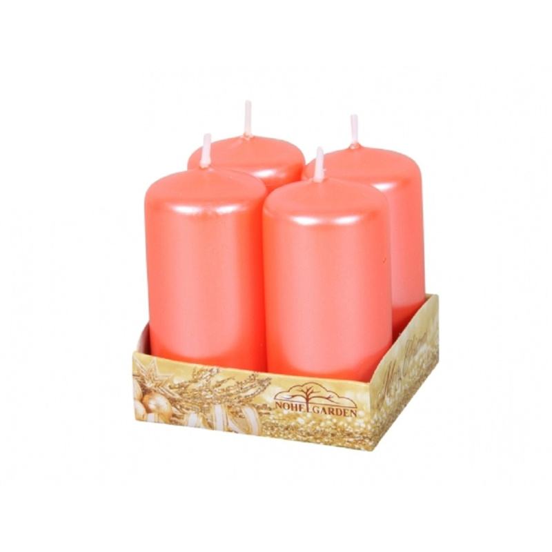 Adventní svíčka, perleťová světle oranžová, pr. 4 x 8 cm, 4 ks