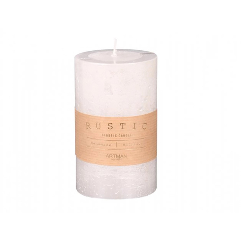 Svíčka válec rustikální, bílá, pr. 7 x 12 cm