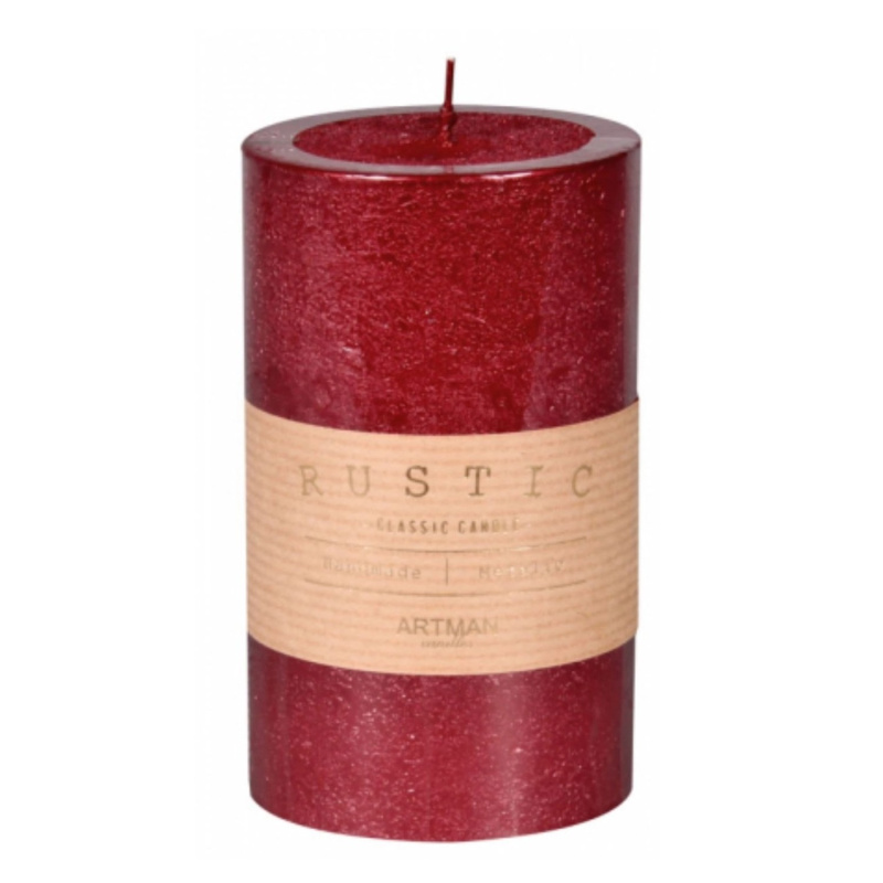 Artman Candles Rustikální svíčka Metalic, válec, červená, pr. 7 x 11,5 cm