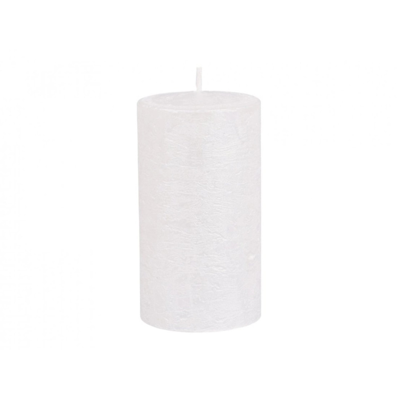 Svíčka válec rustikální, bílá, pr. 6 x 9 cm