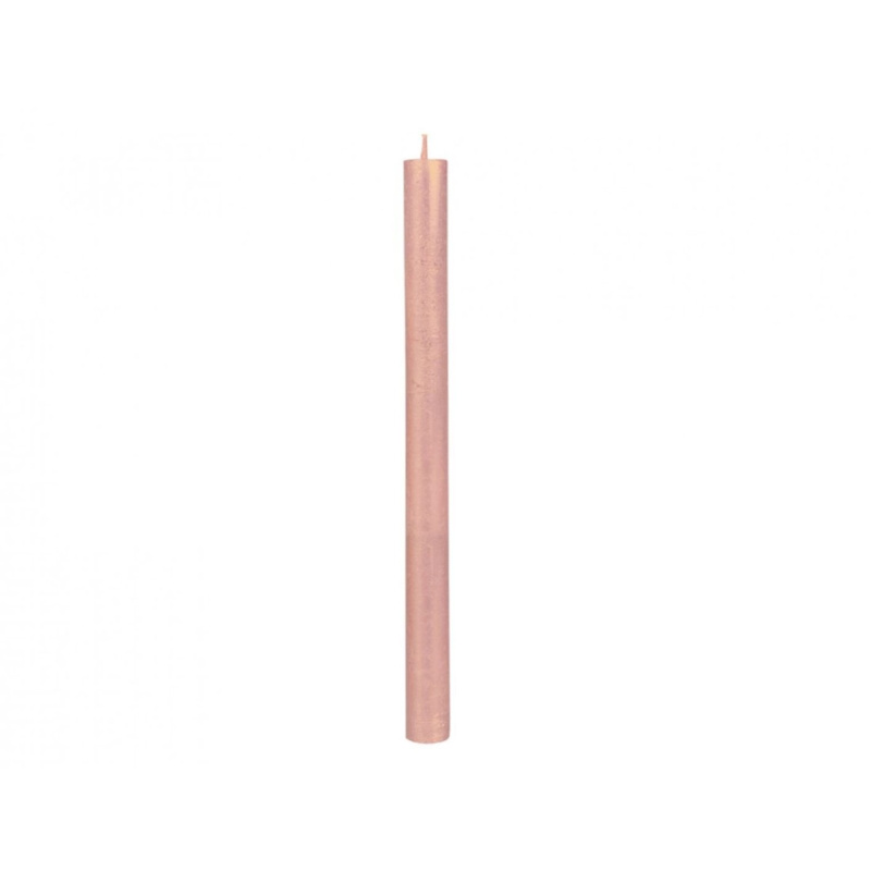 Vánoční svíčka rustikální, metalická růžová, 29 cm