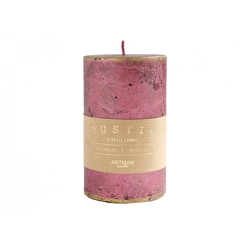 Svíčka válec patina rustikální, bordó, pr. 7 x 9 cm