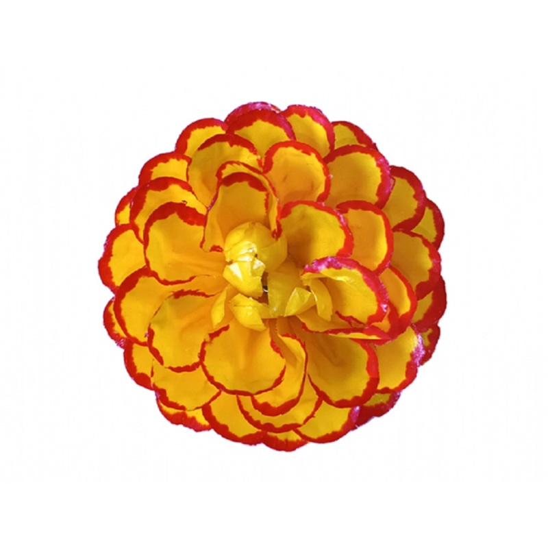 Květ voskový - jiřina, žluto-červená, pr. 8 cm