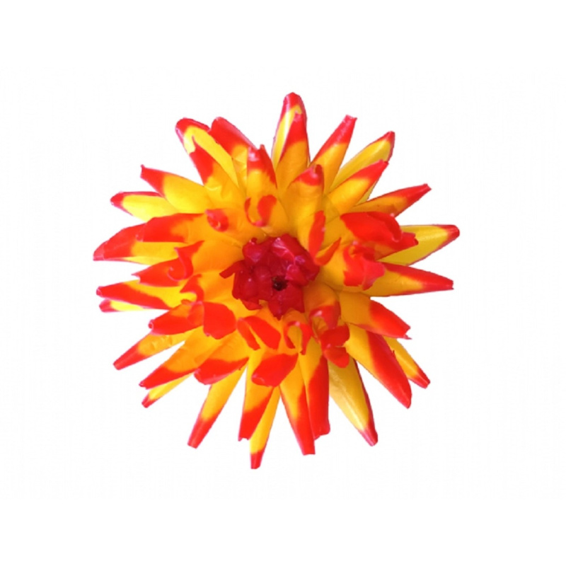 Květ voskový - jiřina dekor, žluto-červená, pr. 13 cm
