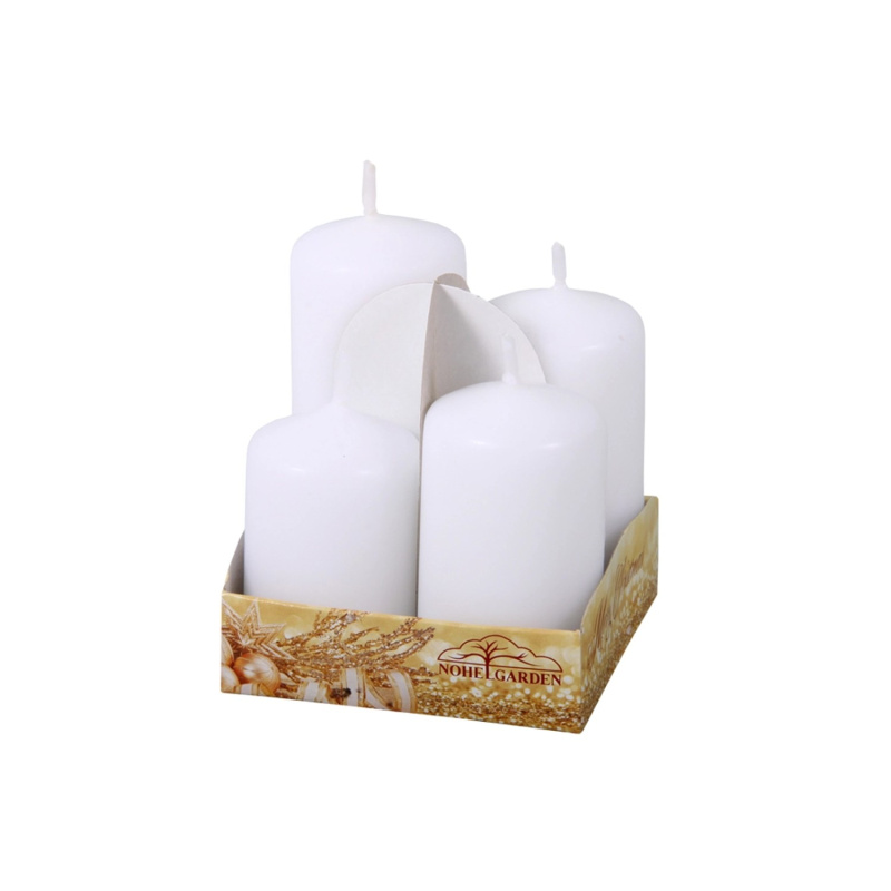 Stupňovité adventní svíčky, matná bílá, pr. 4 x 6/7/8/9 cm, 4 ks