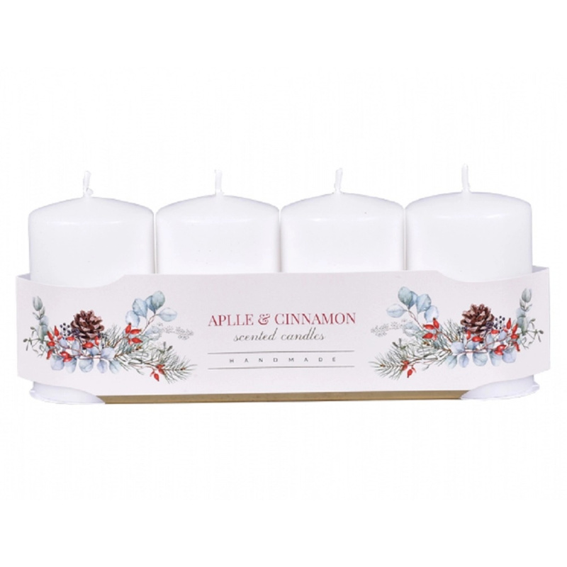 Nohel Garden Svíčka adventní VÁLEC vonná matná bílá, pr. 6 x 10 cm, 4 ks