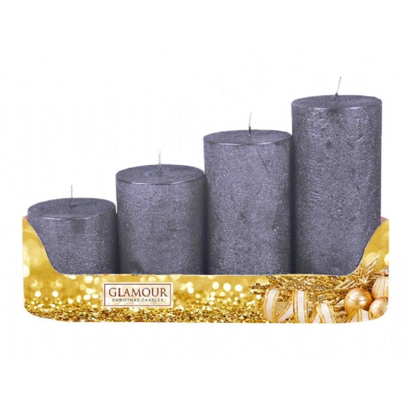 Nohel Garden Adventní svíčky stupňovité rustikální metalické antracitové 4 ks