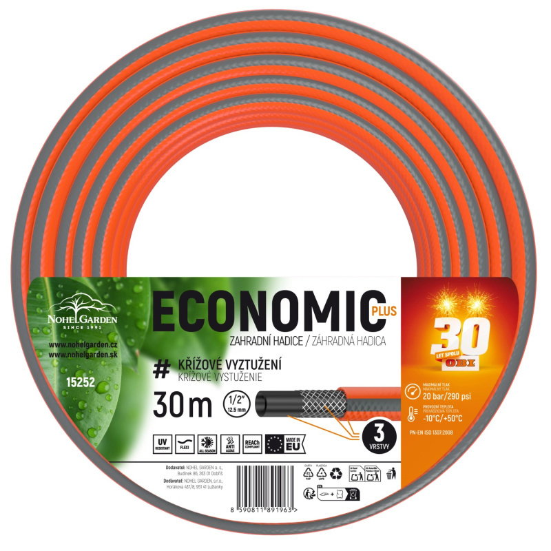 Nohel Garden Zahradní hadice EKONOMIK PLUS oranžová 12,5 mm (1/2 ") 30 m